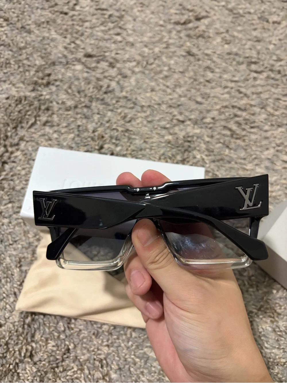 Louis Vuitton Luxury Two-Tone Black to Clear Shield Sunglasses